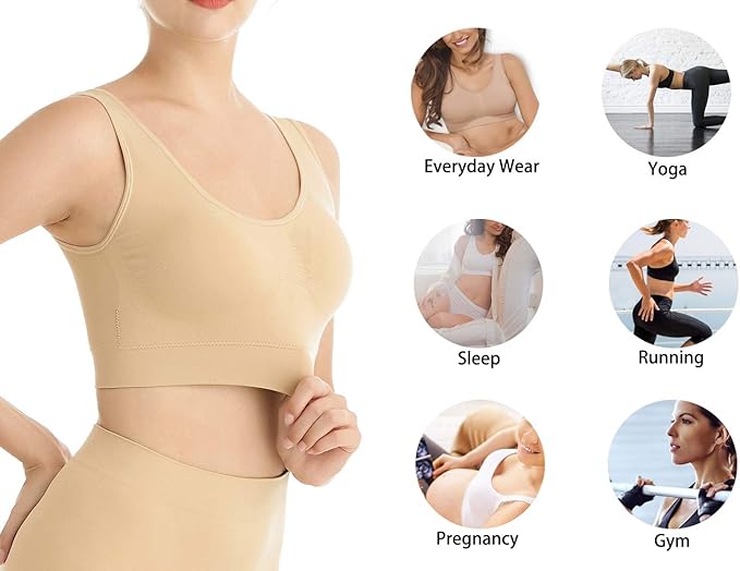 Sujetador deportiva sin costuras beige L/XL