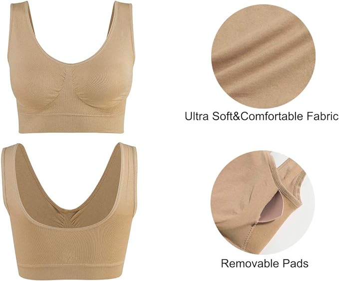 Sujetador deportiva sin costuras beige L/XL - additional image 5